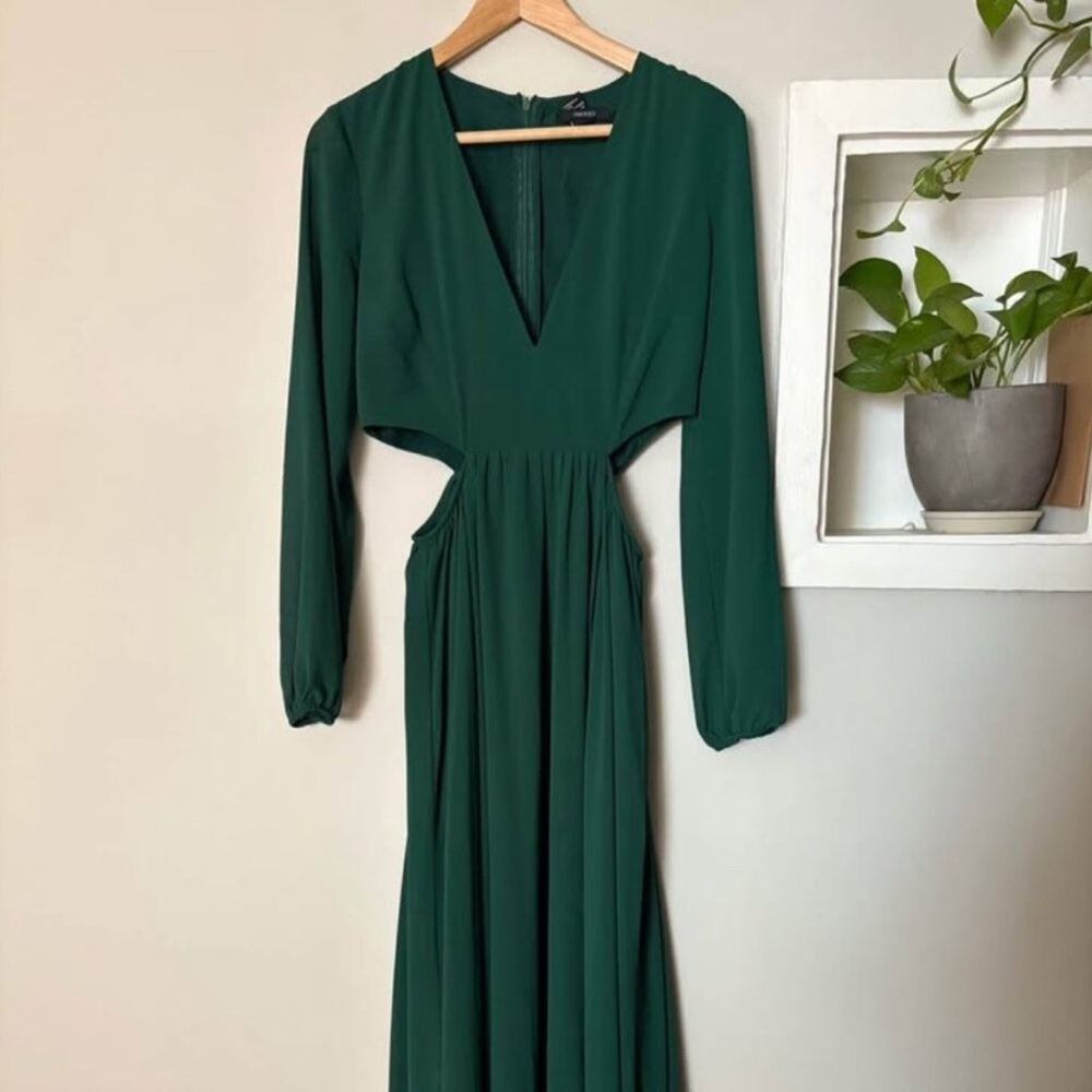 Long-sleeved Formal Green Dress